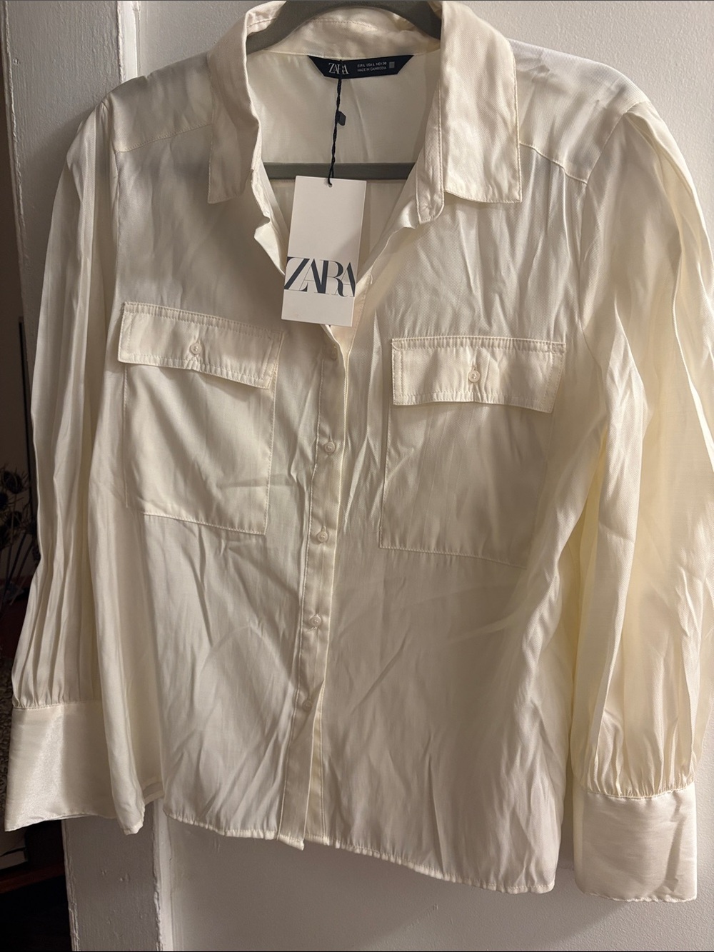 Zara Button-Up Utility Blouse